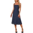 thumbnail image 2 of INSPIRE CHIC Women's Lace Prom Dress Straps Square Neck Sleeveless Formal Evening Cocktail Midi Dresses S Dark Blue, 2 of 4