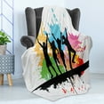 thumbnail image 4 of Youth Soft Flannel Fleece Blanket, Silhouettes of People Dancing Partying and Having Fun on Colorful Grunge Background, Cozy Plush for Indoor and Outdoor Use, 60" x 80", Multicolor, by Ambesonne, 4 of 5