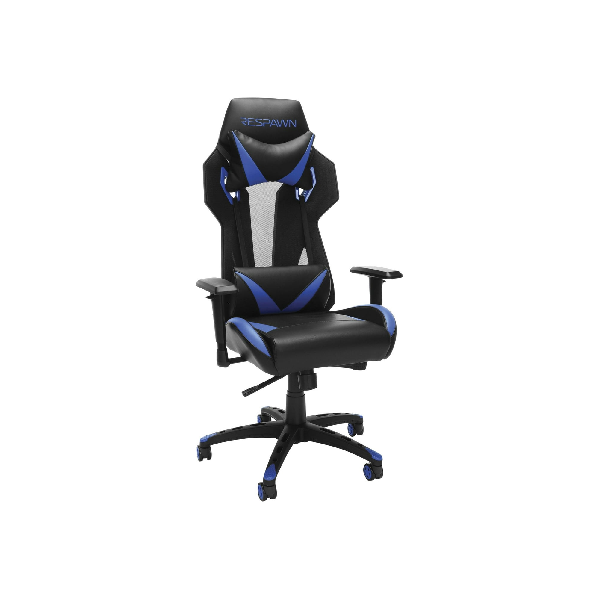 RESPAWN 205 Chair high back armrests T shaped tilt swivel steel mesh bonded leather blue