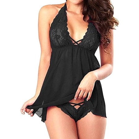 

Women s Sexy Lingerie Babydoll Sleepwear V Neck Lace Nightwear Nighty Mesh Sleepwear