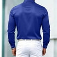 thumbnail image 4 of Hurxie Men's Satin Dress Shirt Silk Long Sleeve Button Up Shirts Prom Wedding Party Shirt Dark Blue,L, 4 of 4