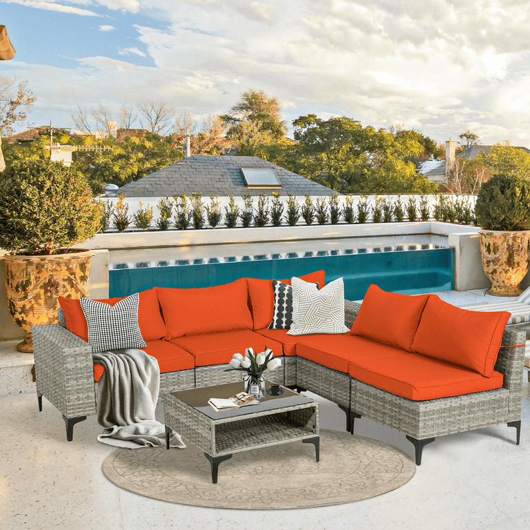 6 piece rattan sectional sale