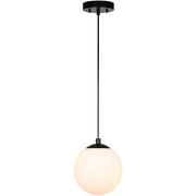 Black Pendant Lighting 1 Light Globe Pendant Light, Modern Adjustable Kitchen Hanging Ceiling Light
