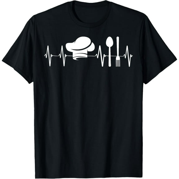 men and women can wear，Funny Cook Shirt, Cooking Heartbeat Shirt for Chefs T-Shirt