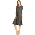 thumbnail image 2 of Women's Casual Basic Comfy 3/4 Sleeve Flare A-line Midi long maxi Dress, 2 of 7