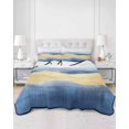thumbnail image 3 of Blue Yellow Twin XL Size Down Alternative Comforter, Lightweight Comforter Quilt Bedding Set with Pillow Shams Modern Abstract Art Waves All Seasons Bed Comforter Duvet Insert 68"x98", 3 of 7