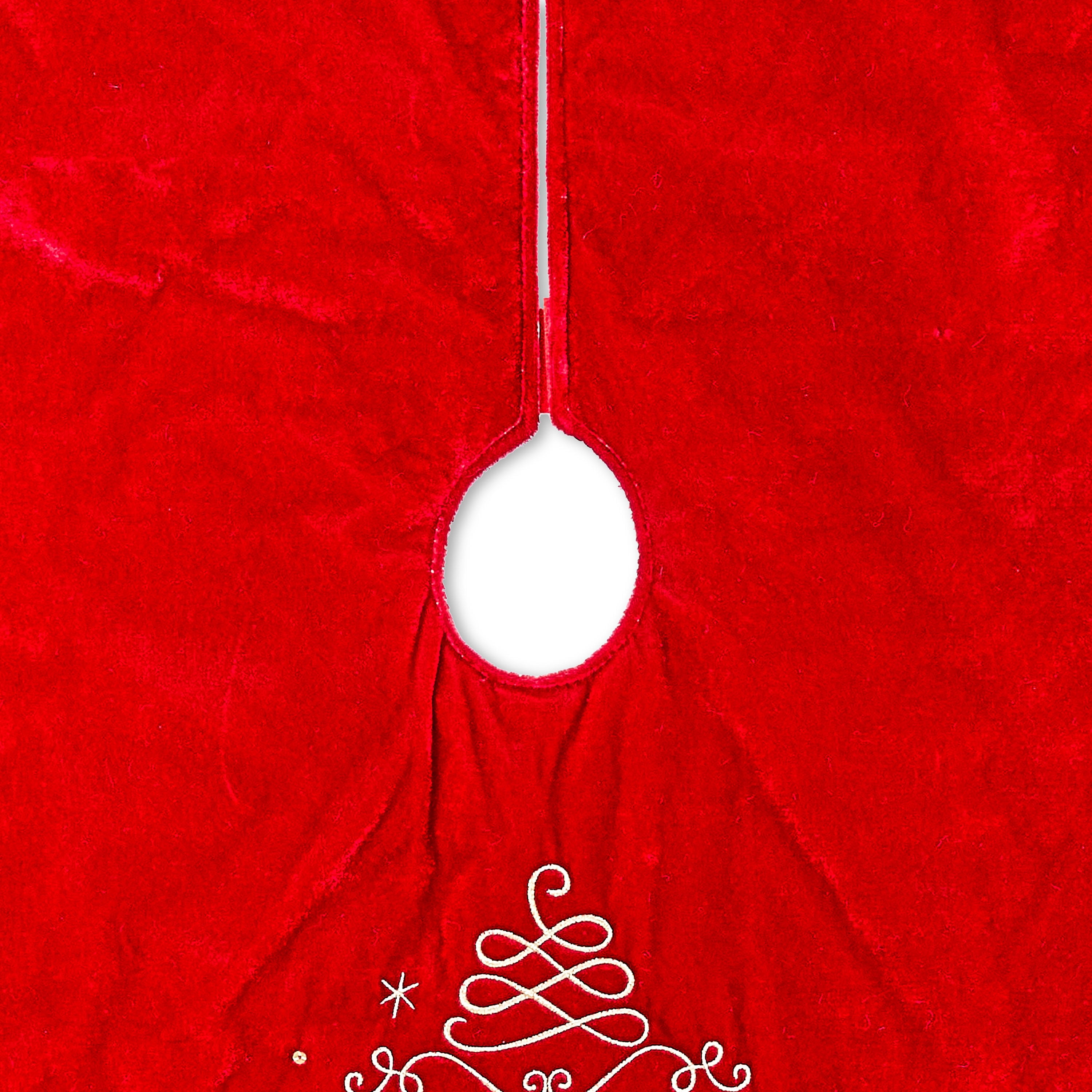 Burgundy Velvet Christmas Tree Skirt, 48" Diameter, by Holiday Time