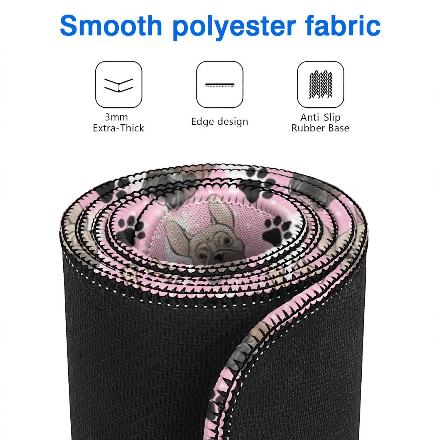 Long Mouse Pads for Desk,French Bulldog Cute Bone Paw Print Desk Mats on Top Of Desks, Desk Mouse Pad Extra Large with 3mm Non-Slip Base and Stitched Edge for Gaming,Office,Work,Home 47.3"x23.6"