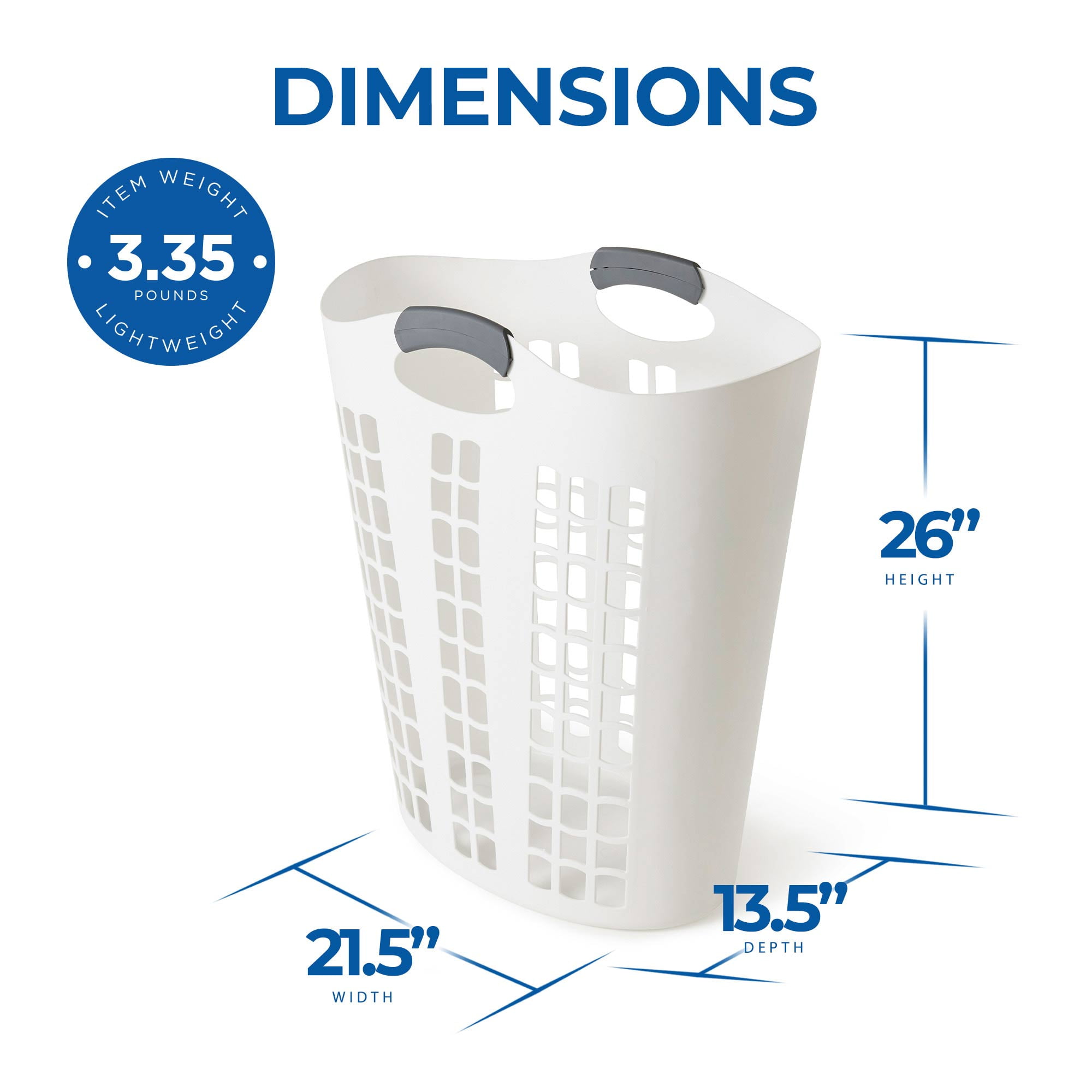 Gracious Living Easy Carry Flex Hamper, Ventilated Laundry Basket (5 Pack)