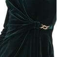 thumbnail image 2 of Anne Klein Women's Rhinestone Chain Buckle Classic Wrap Stretch Velvet Dress-Green / 14, 2 of 4