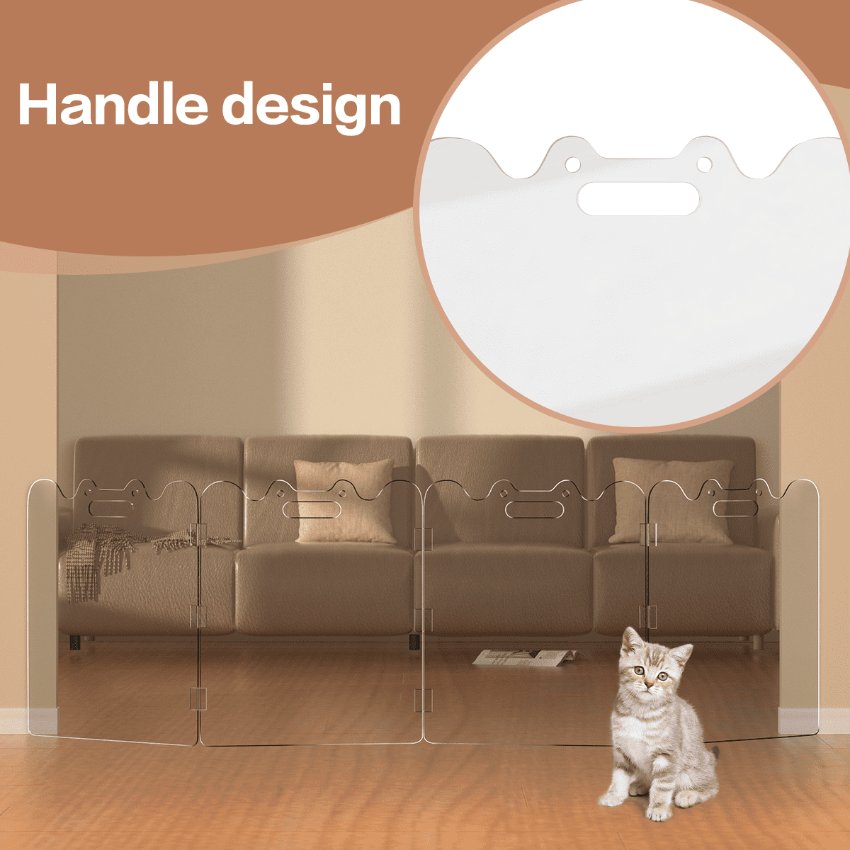 Fairy Baby Dog Gate, 120.1"W x 23"H, Foldable Freestanding Clear Acrylic Pet Gate, Indoor 6 Panel