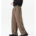 thumbnail image 4 of BADHUB Mens Big and Tall Dress Pant Flat Front Lightweight Business Casual Loose Fit Trousers with Pockets Coffee 3XL, 4 of 7