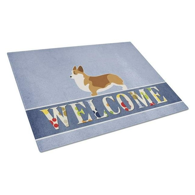 Carolines Treasures BB5524LCB Corgi Welcome Glass Cutting Board - Large