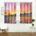 thumbnail image 2 of MKHERT Floral Sunset Meadow Window Curtains Kitchen Curtain Room Bedroom Drapes Curtains 26x39 inch, 2 Piece, 2 of 3