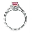 thumbnail image 3 of Solitaire Halo 1.25 Carat Red Ruby 7x5mm Emerald Cut And Moissanite Diamond Engagement Ring in 10k White Gold, 3 of 5