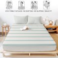 thumbnail image 5 of Twin XL Size Fitted Sheet Set - Turquoise Striped 2 Piece Bedding Sets 16" Deep Pocket Fitted Sheet with 1 Pillowcases, Farmhouse Pinstripes Geometric Color Brushed Microfiber Hotel Luxury Bed Sheets, 5 of 9