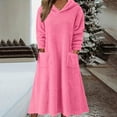 thumbnail image 2 of HaiMao Women's Casual Fluffy Granular Fleece Sherpa Hooded Dress Clearance Oversized Plush Fuzzy Pullover Coat with Pockets Hot Pink 10(XL), 2 of 7