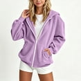 thumbnail image 3 of DJDLJWCJ Girls Corduroy Hoodie Jacket (5-15) Full Zip Long Sleeve Casual Fall Winter Outerwear Purple Size 12-13Years, 3 of 10