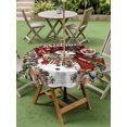 thumbnail image 3 of Outdoor Tablecloth with Umbrella Hole and Zipper, Red Plaid Christmas Snowman Round Table Cloth 54 Inch Waterproof Tablecloth, Xmas Tree Snowflake Botanical Picnic Table Cover for Patio Camping, 3 of 7