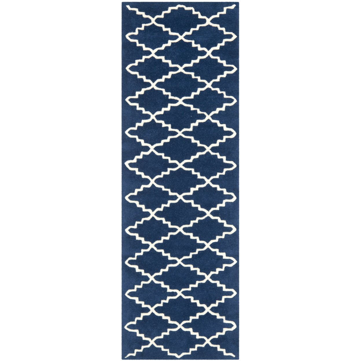 SAFAVIEH Chatham Howard Geometric Wool Runner Rug, Dark Blue/Ivory, 2'3" x 5'