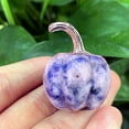 thumbnail image 5 of Natural Semi-Precious Stone Mini Pumpkin Hand-Polished Decor - Amethyst Rose Quartz Thanksgiving Halloween Miniature Scene(Blue), 5 of 6