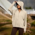 thumbnail image 2 of WMTBSRSW Womens UPF 50+ Sun Protection Jacket Hoodies Lightweight Athletic Full Zip Long Sleeve Shirts Hiking Running Outdoor Pockets Brown Large, 2 of 8