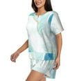 thumbnail image 2 of Lsque Gold Lines Marble Watercolor Women's Short-Sleeved Pajama Set - 2 Piece Soft and Lightweight Sleepwear Set-X-Large, 2 of 9