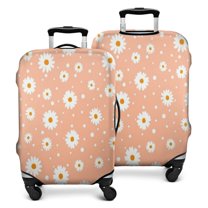 Peach Daisy Flower White Blooms Pattern Luggage Cover Fashion Suitcase Cover Baggage Covers Fit 25-28 Inch Luggage (Go Travel)