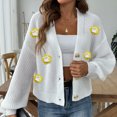 thumbnail image 7 of Ahdbta Women's Cardigan Sweaters Open Front Long Sleeve Cable Knitted Coats Flower Decor Loose Fitted Y2K Sweaters Jackets, 7 of 7