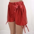 thumbnail image 5 of ZRBYWB Womens Shorts Women Sexy Fashion High Waist Drawstring Shorts Performance Dress Pu Solid Color Hot Pants Relaxed Fit, 5 of 6