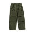 thumbnail image 5 of Lmnyox Wide Leg Pants for Men Casual Solid Color Corduroy Cargo Pants Baggy Drawstring Trousers with Pockets, 5 of 5