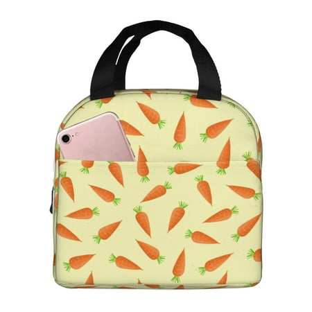 Insulated Lunch Bag for Women Men - Carrot Khaki Pattern Leakproof Cooler Lunch Box for Women Men  Lunch Tote Bags for Work School Picnic Travel