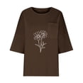 thumbnail image 5 of YUGYXL Casual Gauze Shirt for Women 3/4 Sleeve Loose Fit Linen Tops Comfy Soft Lightweight Tunic Tee Summer Vacation Blouse Brown L, 5 of 6