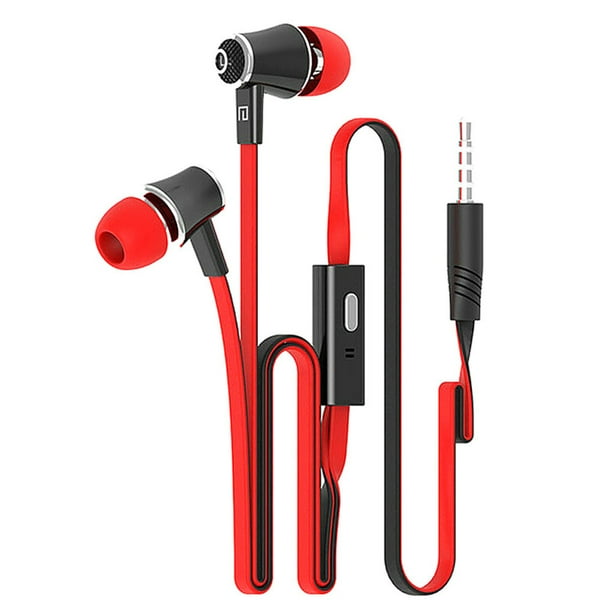 3.5mm Earphone In ear Headphone Mobile Phone Computer Stereo Headset with Noise Reduction Mic Red