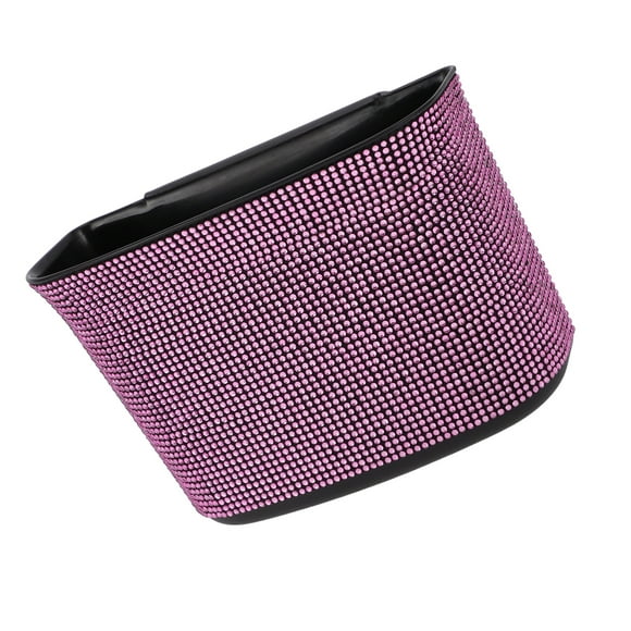 Unique Bargains Car Trash Can Hanging Car Door Rhinestone Plastic Trash Bin Pink Black 1 Pcs