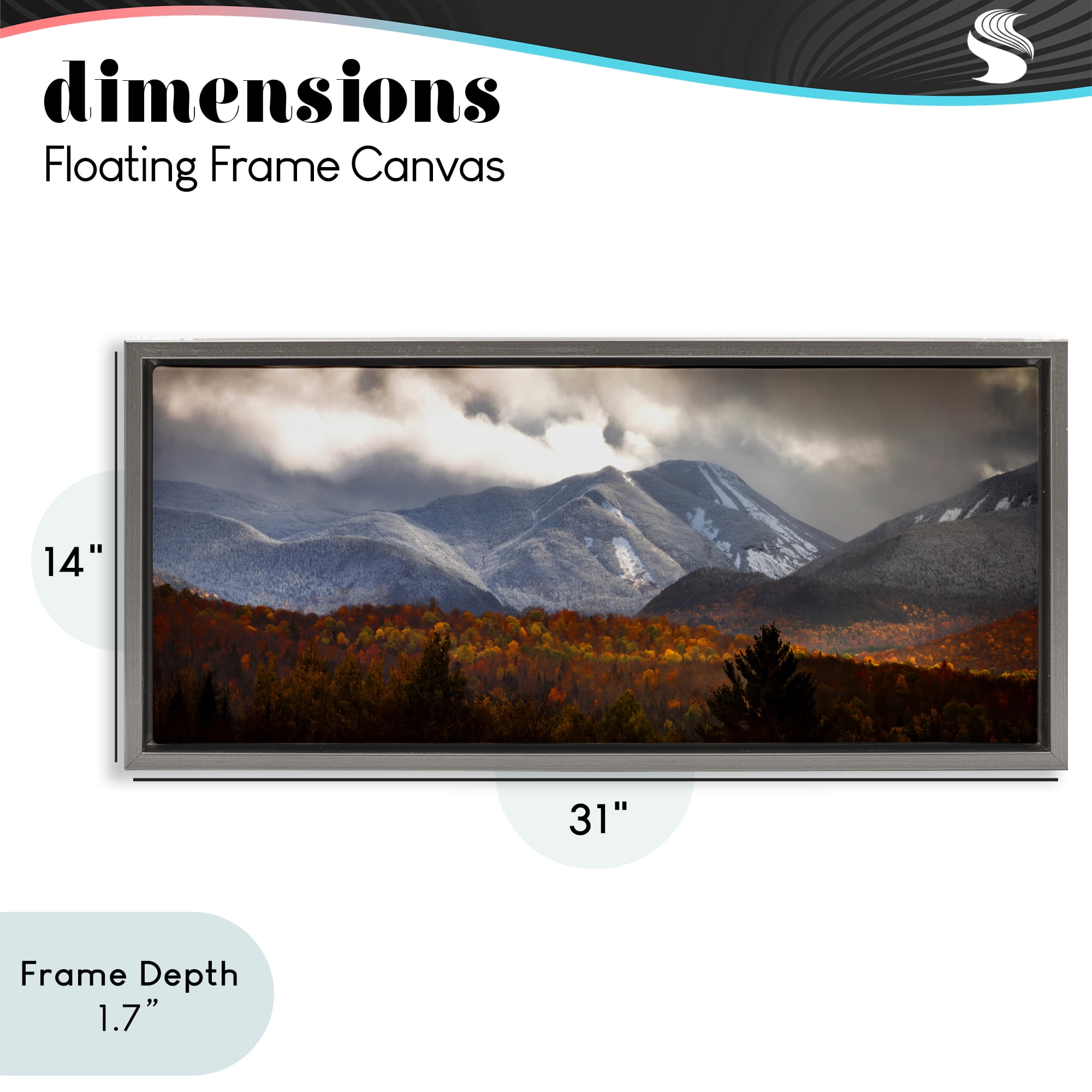Stupell Industries Colliding Seasons Mountainscape Gray Framed Floater Canvas Wall Art, design by Jonathan Zaharek