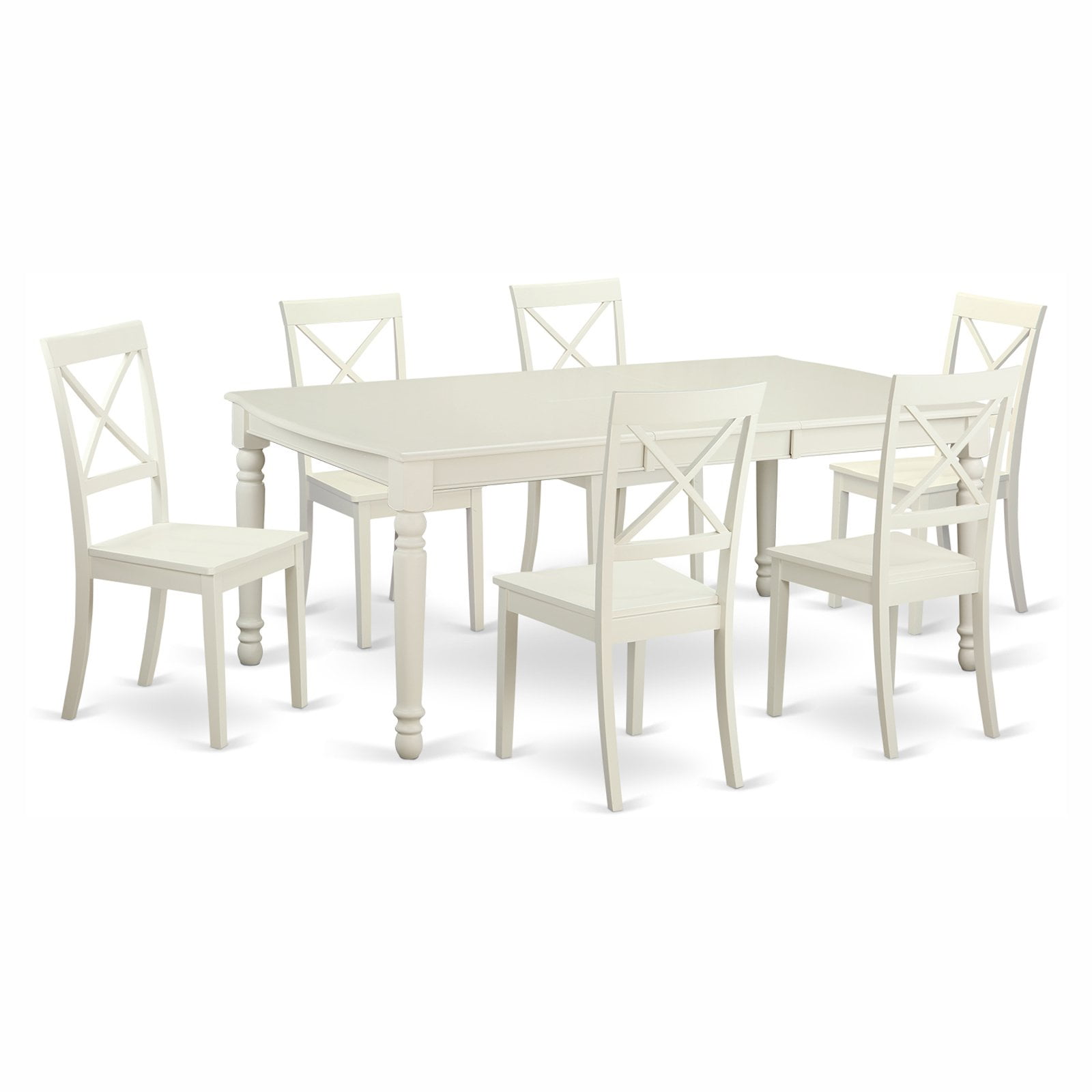 East West Furniture Dover 7 Piece Extension Rectangular Dining Table