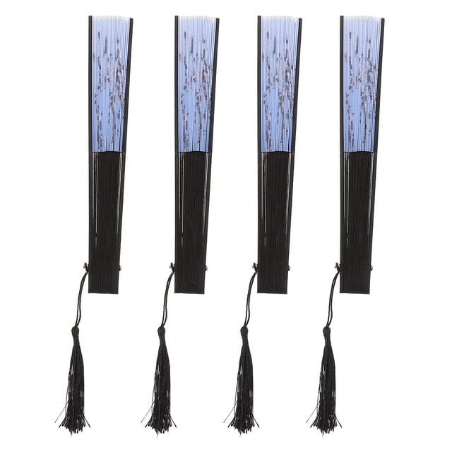 Abanico de mano plegable chino, ventilador de mano decorativo de rendimiento, abanico plegable con borlas antiguas, 4 Uds.