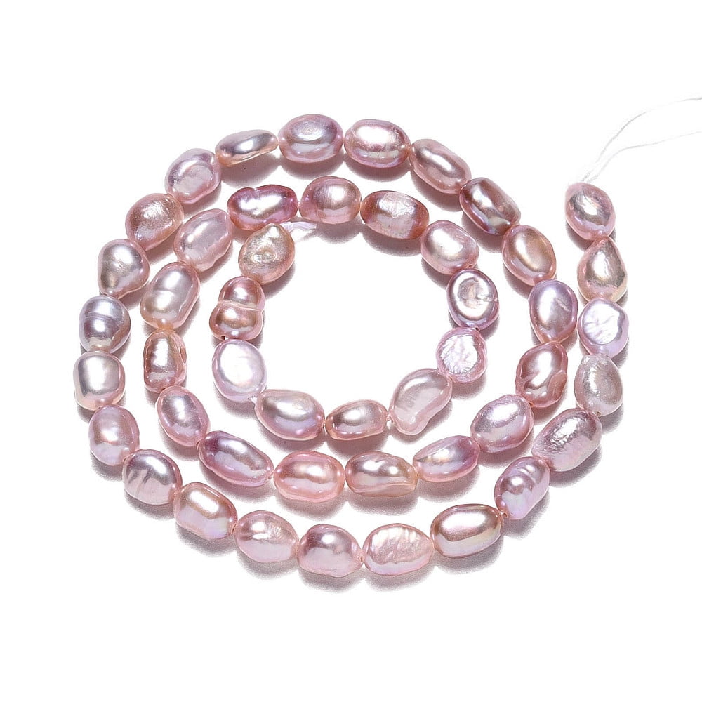 Natural Cultured Freshwater Pearl Beads Strands Two Sides Polished Nuggets Rosy Brown 6.5~9x5.5~6.5mm Hole: 0.7mm about 47pcs/strand 13.82 inch(35.1cm)
