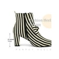 thumbnail image 4 of BLISSFUL STEP Women's Ankle Boots Pointed Toe Chunky Heel Side Zipper Stripe Bow Boots Black 6, 4 of 6