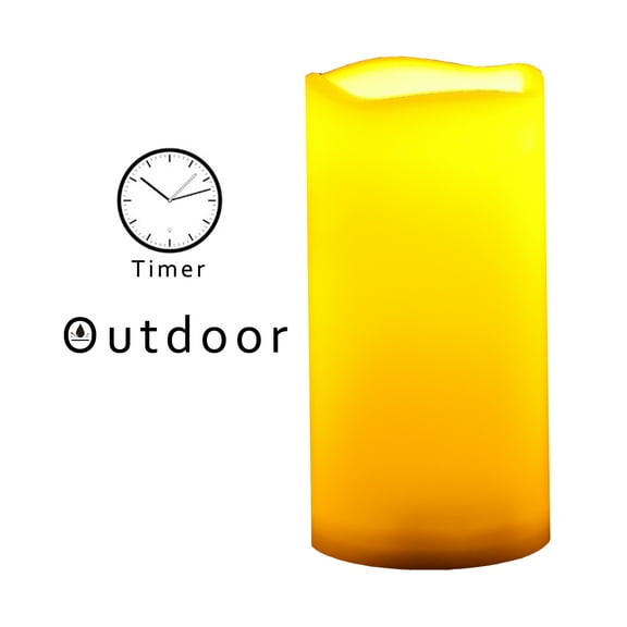 Outdoor Indoor Flameless LED Battery Operated Pillar Candles with Timer 3"(D)x6"(H)