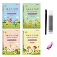 thumbnail image 1 of Daily Mix Store 4pcs Writing Books, Full of Carts Hand Writing, Magic Groove Practice Books, Reusable Magic Copybooks, Magical Handwriting Workbooks Number Letter Tracing, 1 of 9