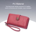 thumbnail image 3 of Women Wallet Vintage Style PU Purse Female Hollow Bifold Wallets Solid Color Card Holder Coins Money Phone Soft Bag Brown, 3 of 10