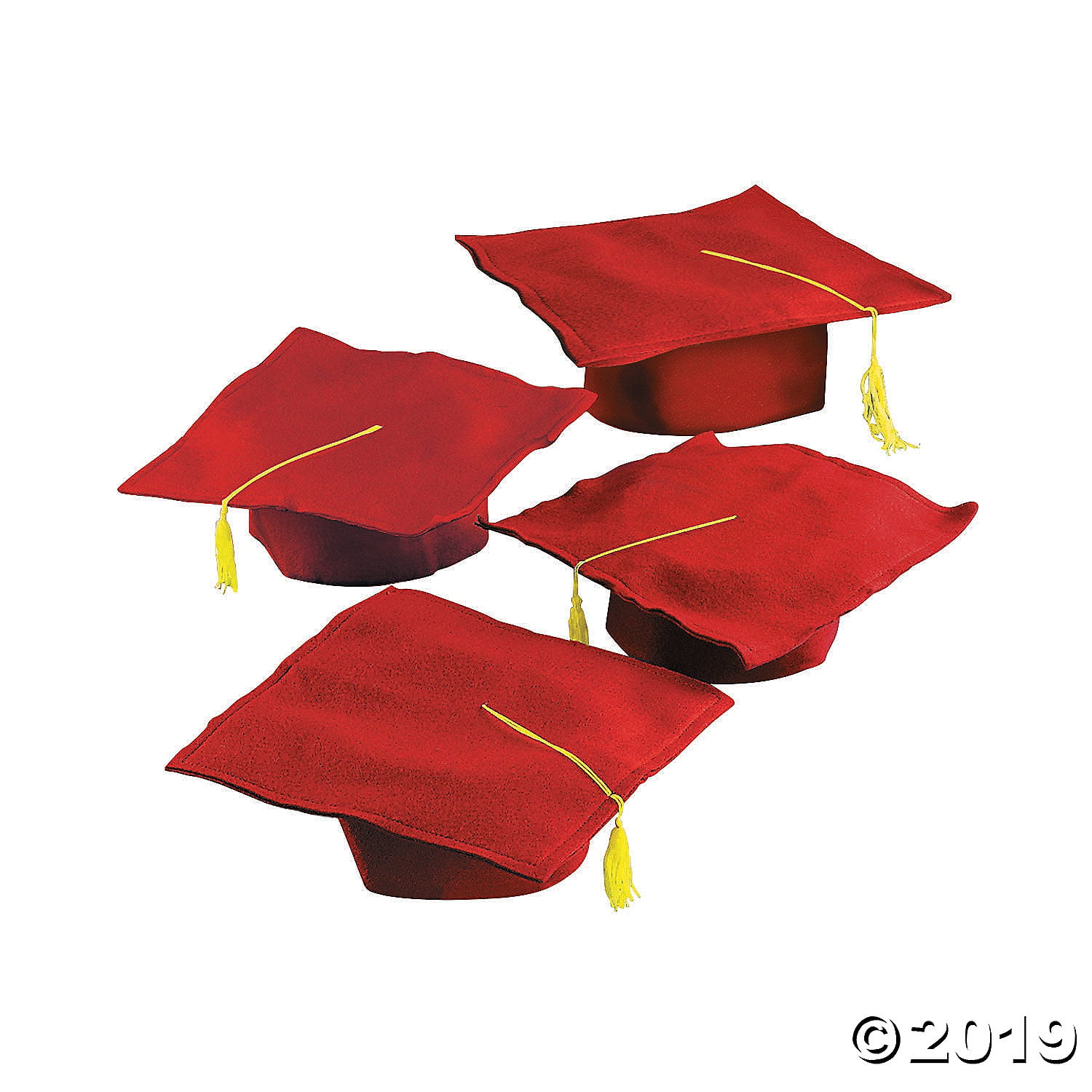 Kids’ Red Felt Graduation Caps 36 Pc.