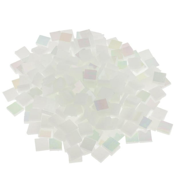 250 Piezas de de Mosaico de Vidrieras , Formas Cuadradas para , Fabricación de , Manualidades Y Cocina, Decoraciones P , Blanco brillante BLESIY Mosaico