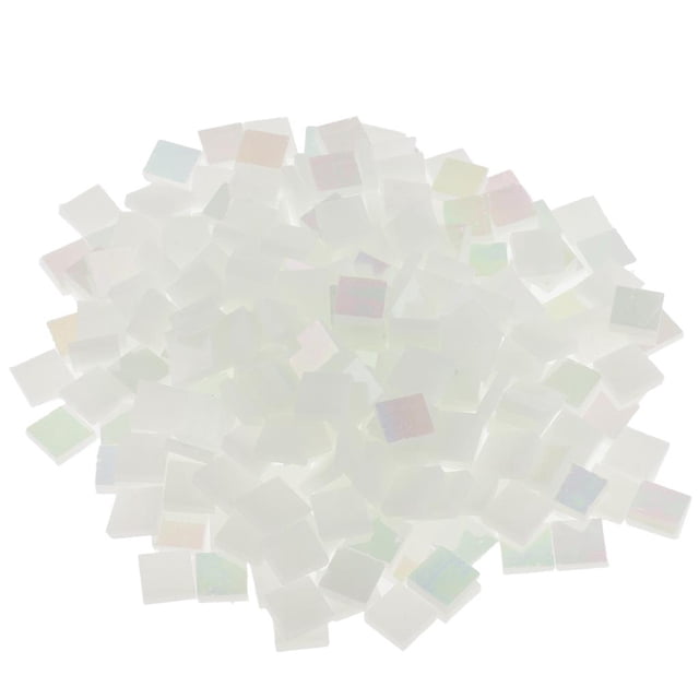 250 Uds Piezas de Azulejos de Mosaico de Vidrieras de Colores Formas Cuadradas para Hacer para Niños Y Decoraciones para La Cocina Blanco Brillante Perfecl Mosaico