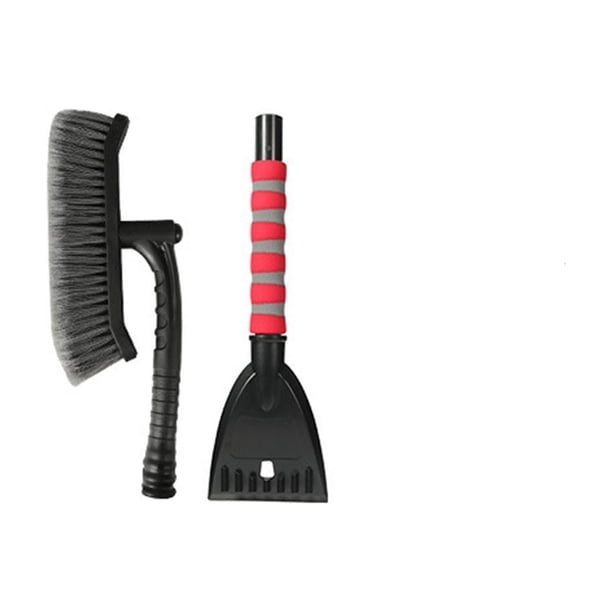Pala desmontable para retirar nieve con cepillo - Herramienta multifuncional para quitanieves para coches y hogares, cerdas de PVC, varilla metálica telescópica, dientes para rascador de hielo