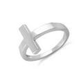 thumbnail image 2 of 925 Sterling Silver Oxidized Platinum Plated Plain Cross Women Valentines Day Gifts Ring, 2 of 4