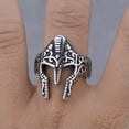 thumbnail image 5 of K-KED Punk Hip-hop Men's Fashion Stainless Steel Spartan Warrior Mask Rings Size 7-13-10, 5 of 6