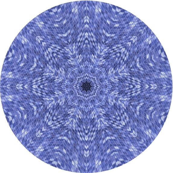 Ahgly Company Indoor Round Patterned Sky Blue Dress Blue Area Rugs, 4' Round